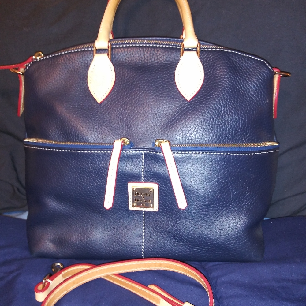 Double Zip Pebble leather in Navy